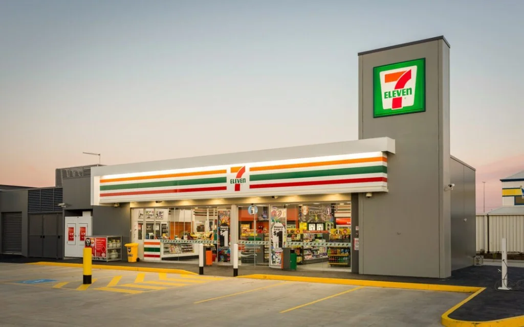 7-Eleven and Mobil petrol station at Hoppers Crossing with digital price board and forecourt canopy